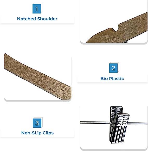 Ergodebrands - Wholesale Clothes Hangers - USTECH WoodLike Standard Shaped Hanger Biodegradable Plastic3