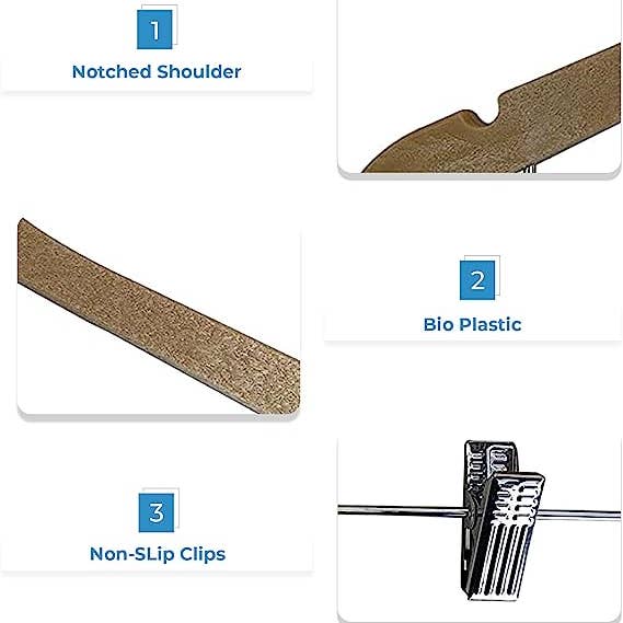 Ergodebrands - Wholesale Clothes Hangers - USTECH WoodLike Standard Shaped Hanger Biodegradable Plastic3