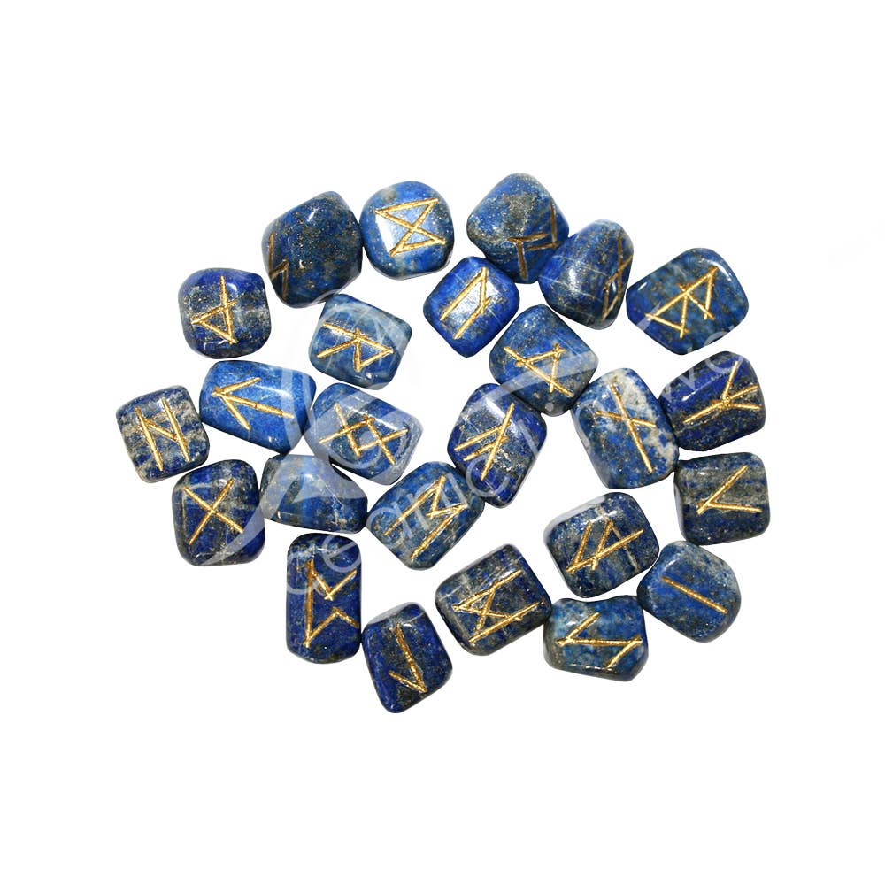 Oceanic Linkways Inc - Wholesale Spiritual Stone/Crystal - (SET)RUNE SET - LAPIS LAZULI 18-22 MM
