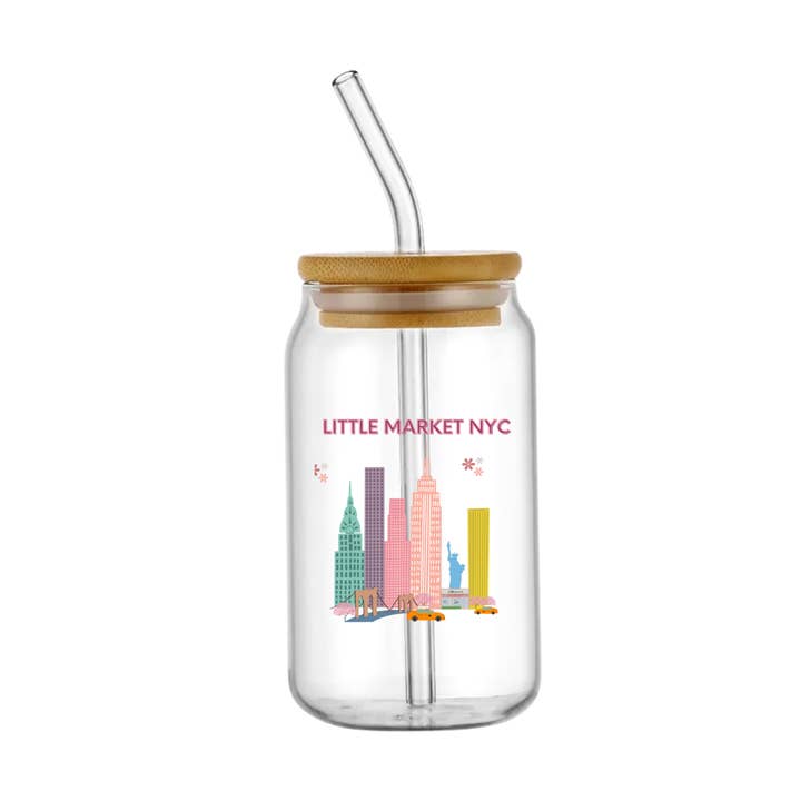 New York City Glass Cups | DTF Sheet Wrap 16oz for wholesale by Fusion Artsy