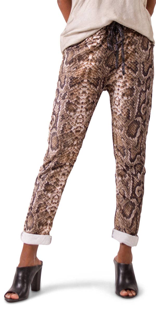 Gigi Moda - Wholesale Pants - Women's - Snake Print Tie-Waist Pants2