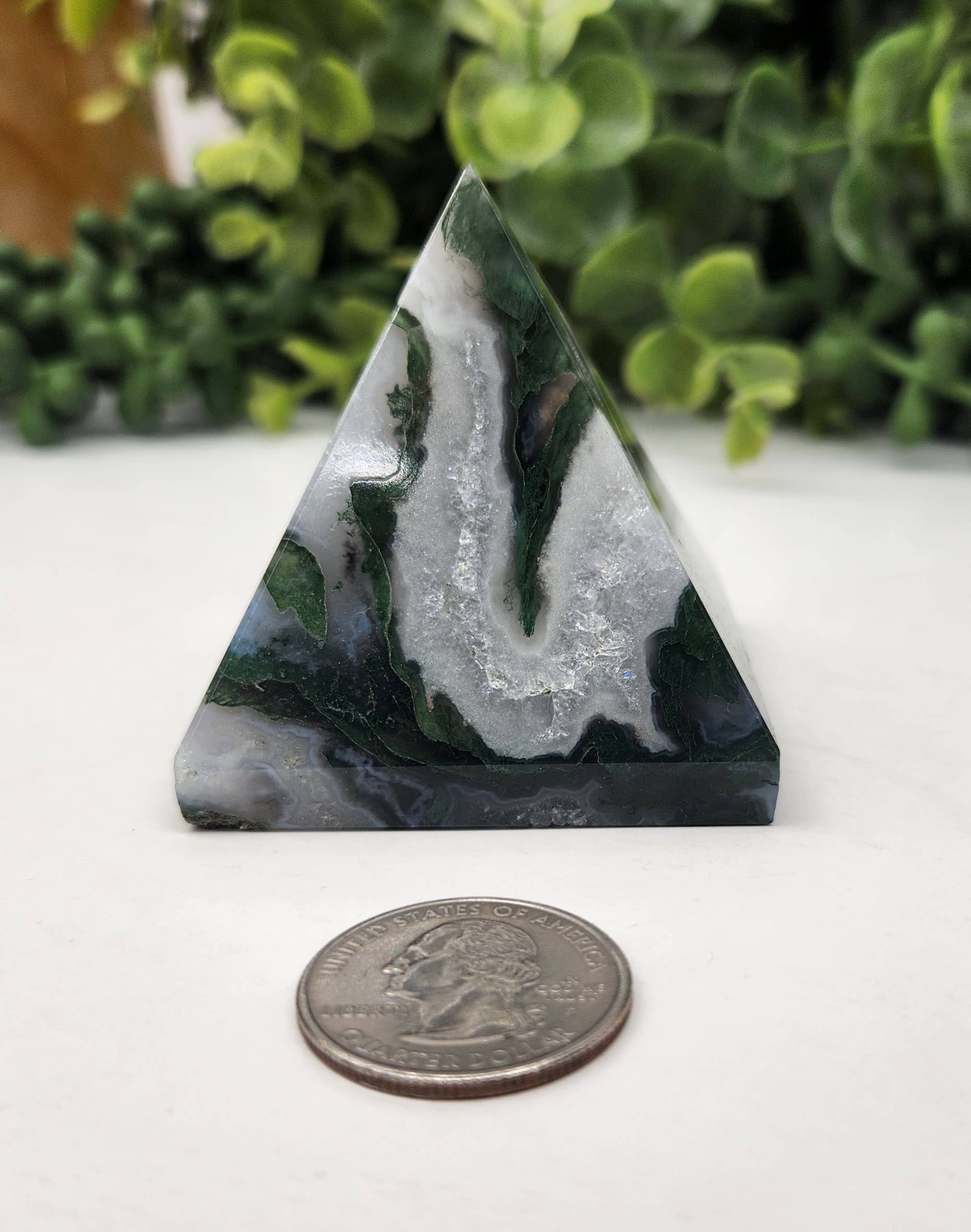 Meraki Gemstones - Wholesale Spiritual Stone/Crystal - Moss Agate Polished Semi-Precious Gemstone Pyramid -5cm5