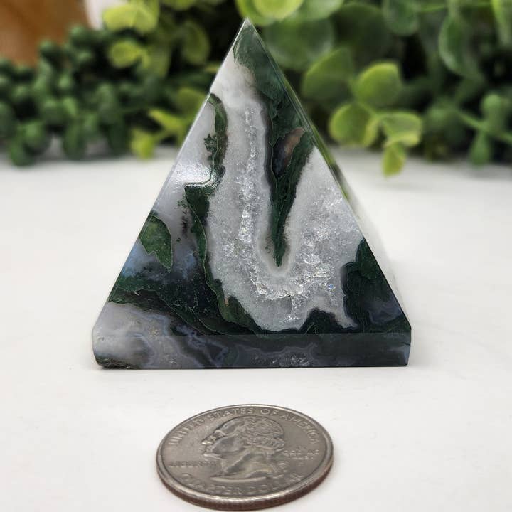 Meraki Gemstones - Wholesale Spiritual Stone/Crystal - Moss Agate Polished Semi-Precious Gemstone Pyramid -5cm5