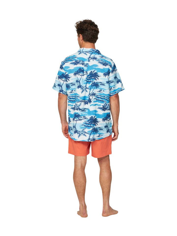 Okanui - Wholesale Buttoned-down shirt – Men's - Mens - Aloha Shirt - Sun Daze - Blue1