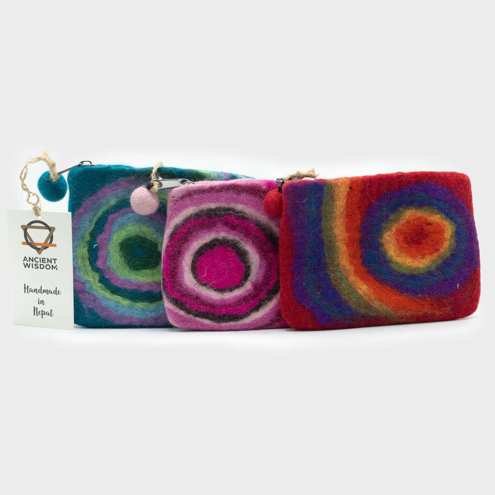 Ancient Wisdom - Wholesale Pouch - Women's - Natural Felt Zipper Pouch (asst) - Psychdelic1