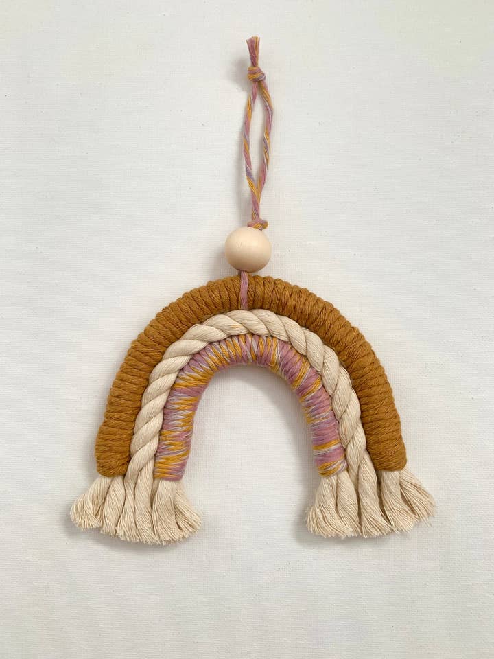 Mini Rainbow Macrame- Rainbow Car Charm - Diffuser for wholesale by Rosie the Wanderer, Handmade Macramé