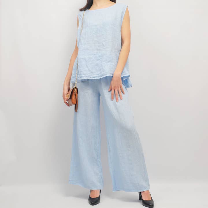 Cecile Wang - Wholesale Pants - Women's - Linen pants with elastic waistband YX18162