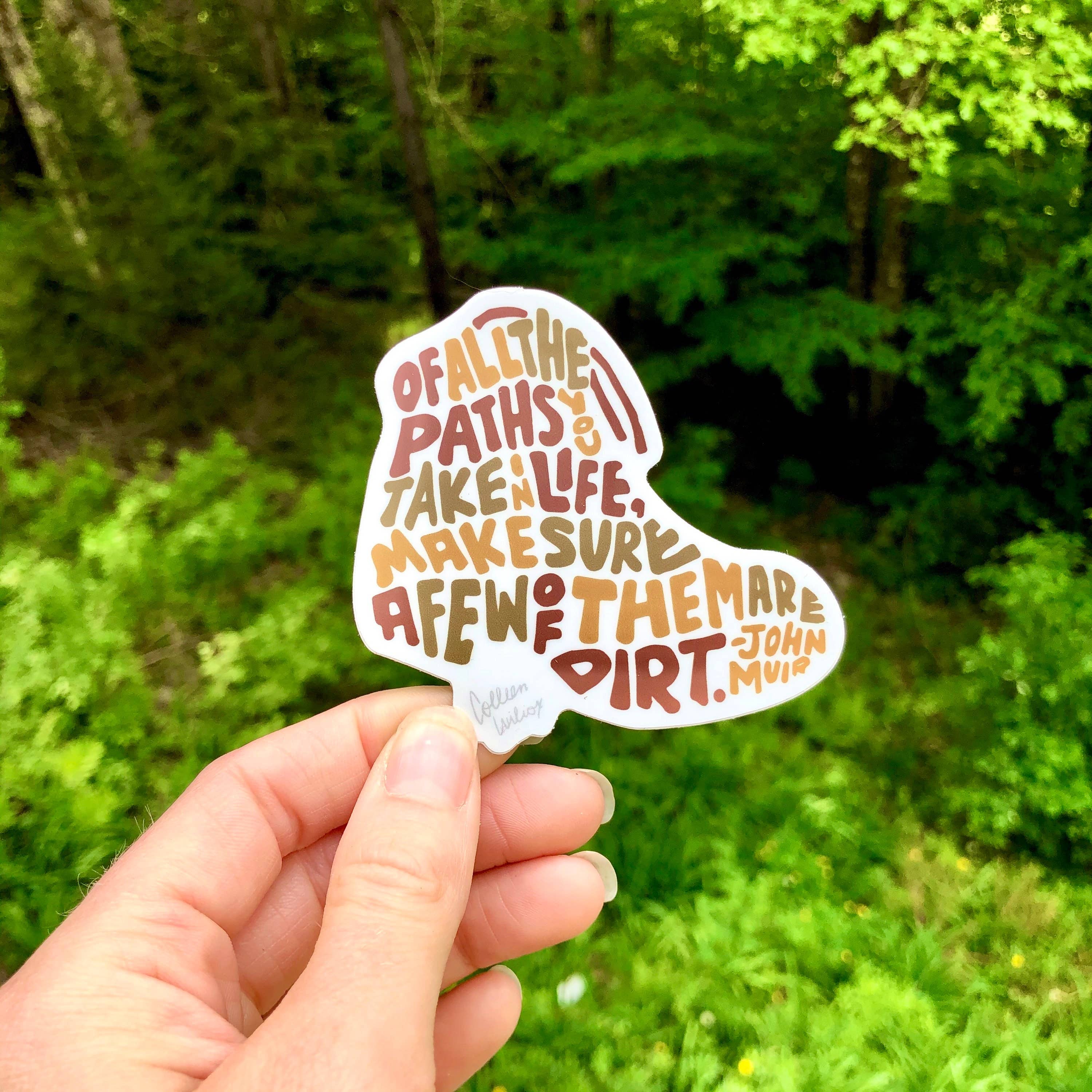 Wander On Words - Wholesale Sticker - Hand-Lettered Hiking Boot Nature Lover Sticker1
