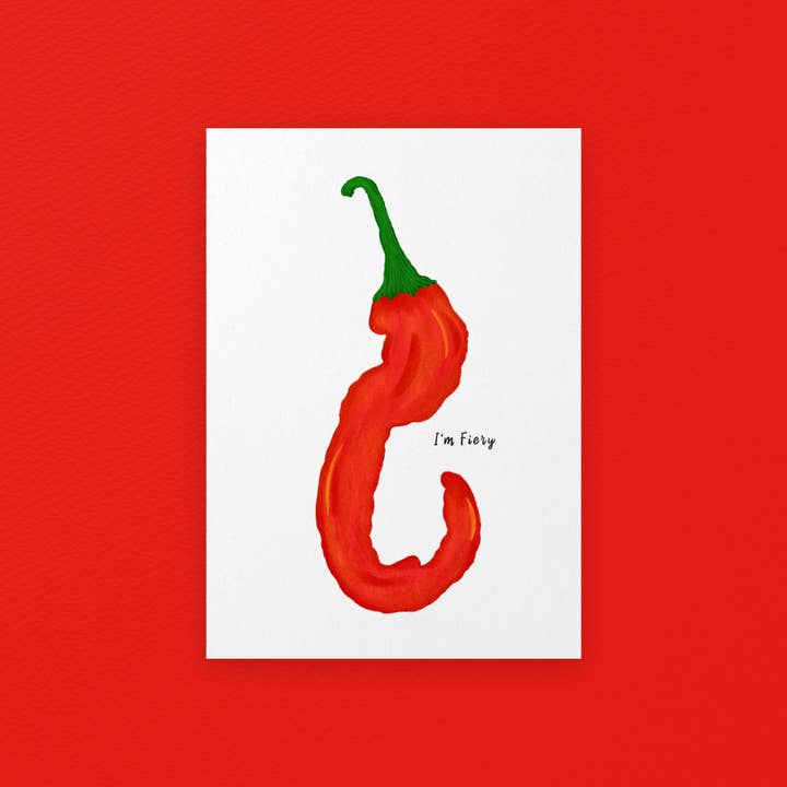 BIG Chilli (I'm Fiery) Art Print for wholesale by The Mundane Gift Shop