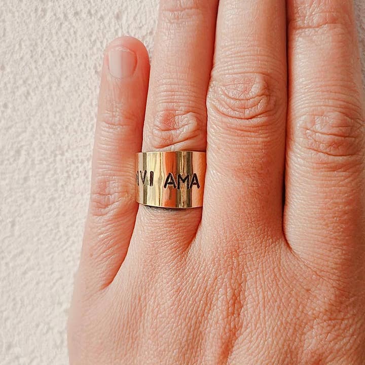 Loti jewels - Wholesale Band/Stacked Ring - MESSAGE RING IN BRASS WITH ENGRAVING10