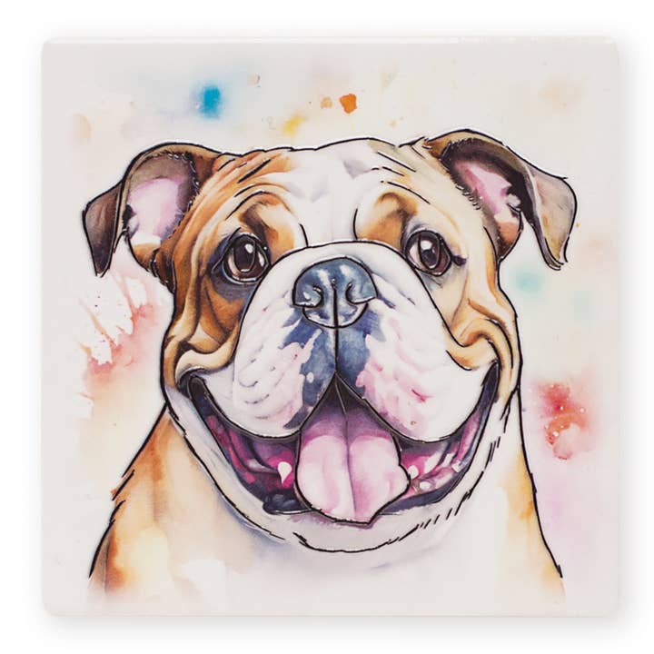Bulldog vierkante keramische onderzetter 10 x 10 cm voor wholesale door Art of Arora