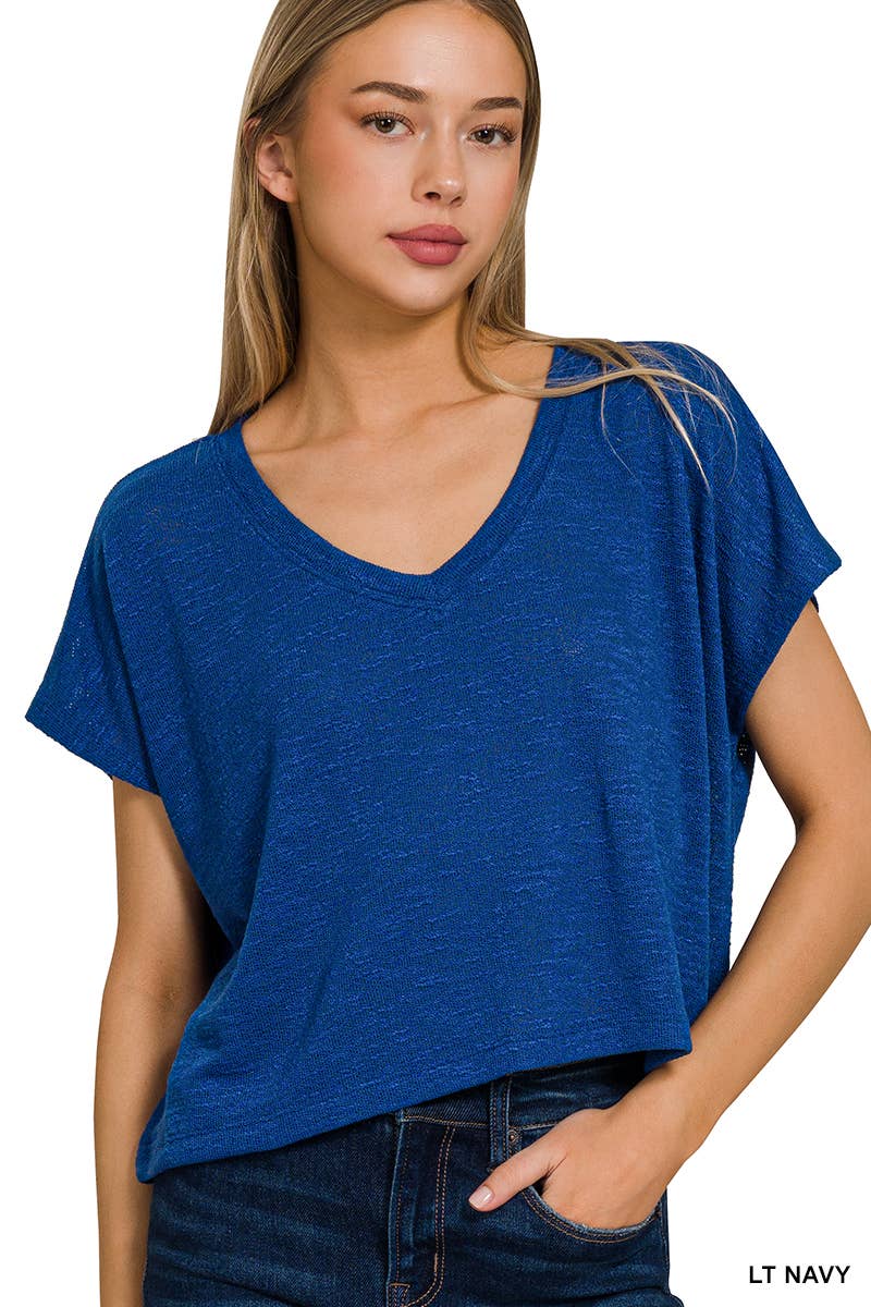 42POPS – wholesale Stickad topp - Dam – ._ Droppad axel Lättvikts Slubtröja6