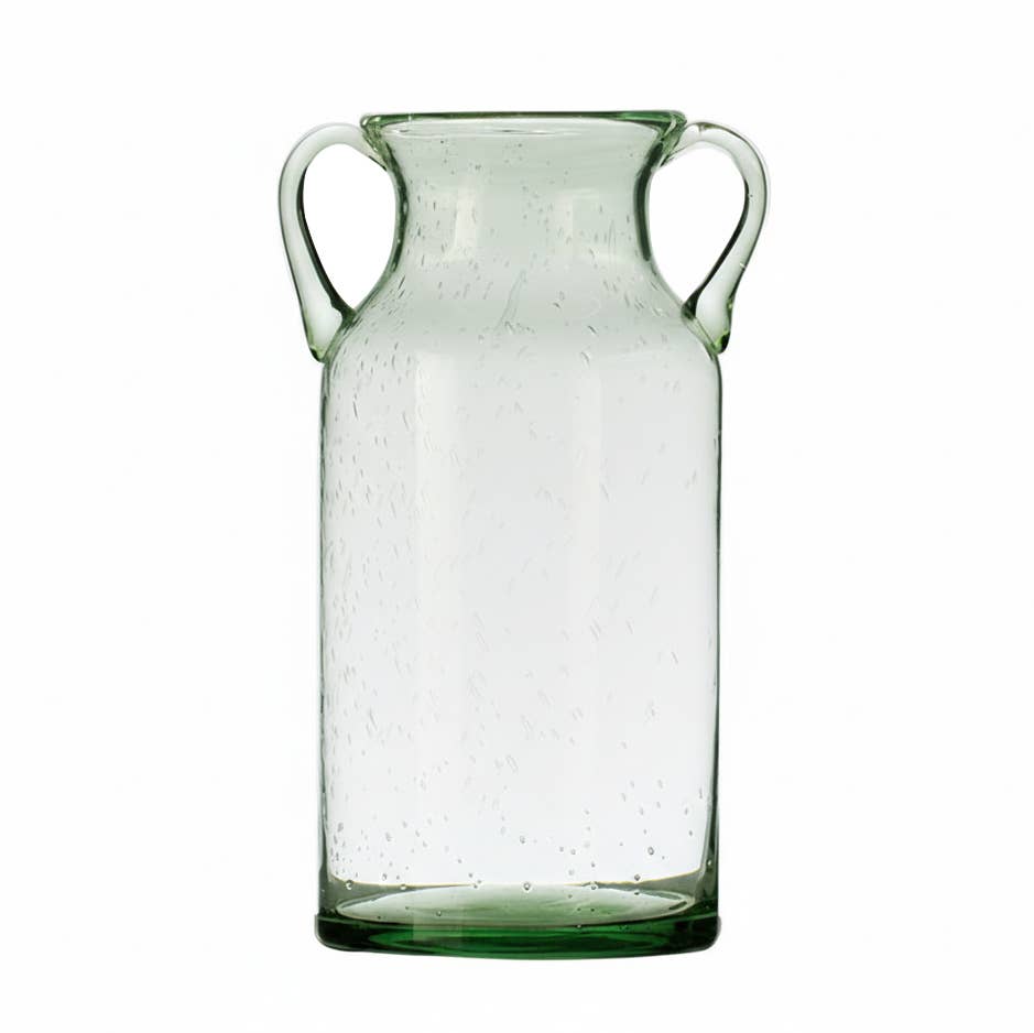 Noah Decoration – wholesale Vase – Farmhouse Dual-Handled Blue/Green Tint Glass Vases5