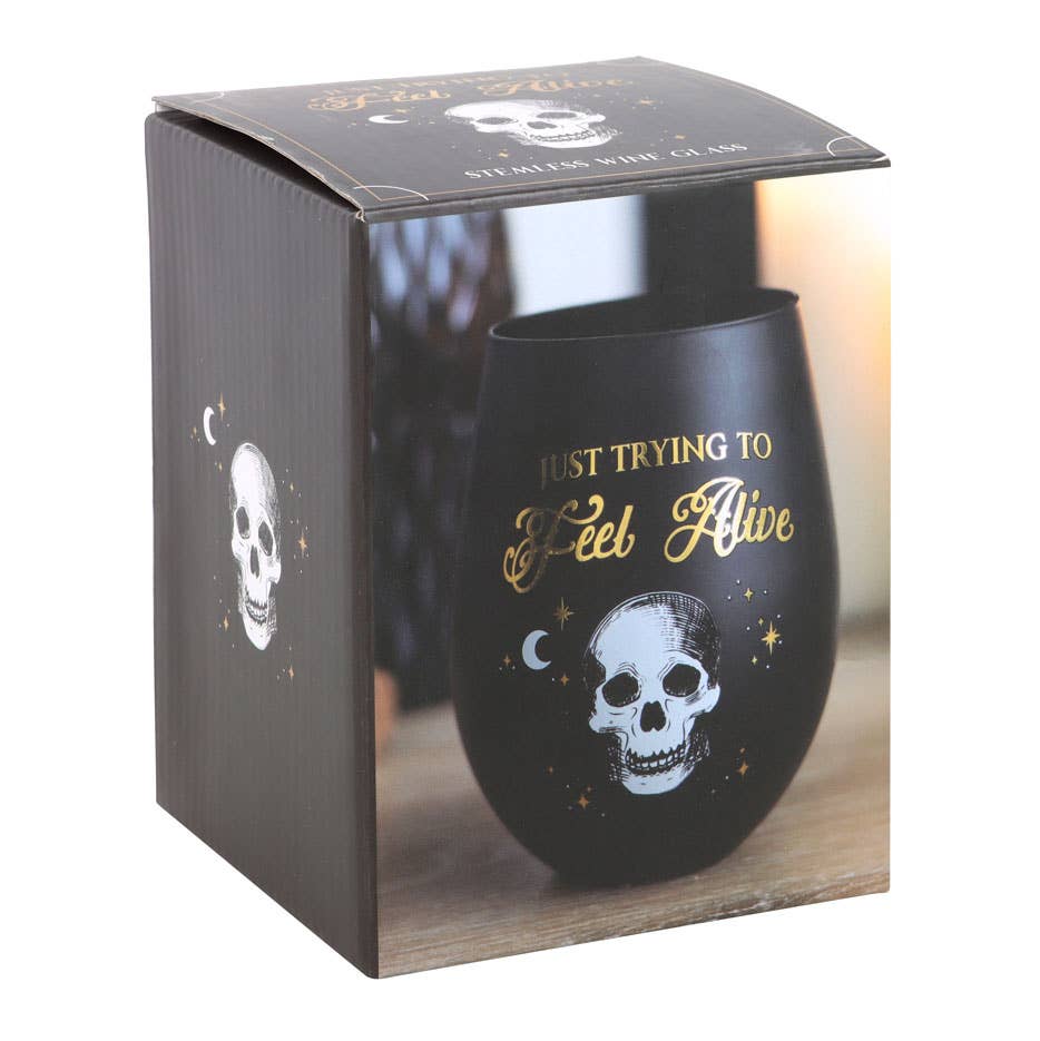 Something Different Wholesale - Wholesale Wine Glass - Trying to Feel Alive Skull Stemless Wine Glass4