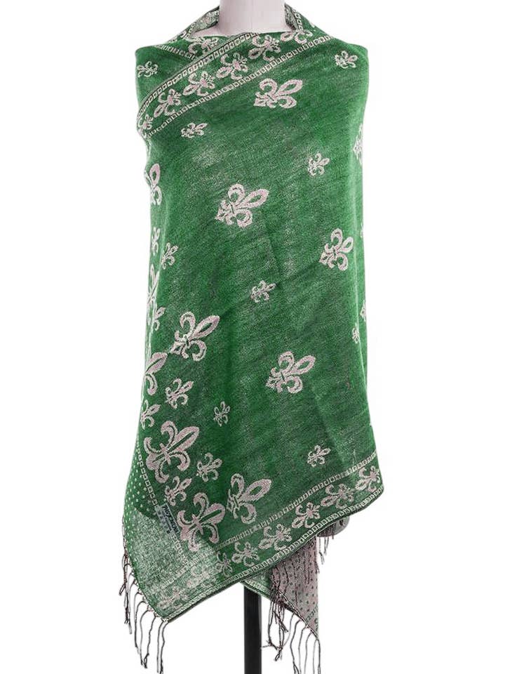 Fleur De Lis Jacquard Print Pashmina Shawl Scarf for wholesale by Artini Accessories