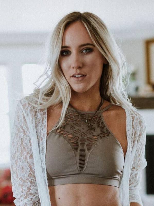 Floral Cut Out High Neck Bralette - Mocha for wholesale by Three Bird Nest