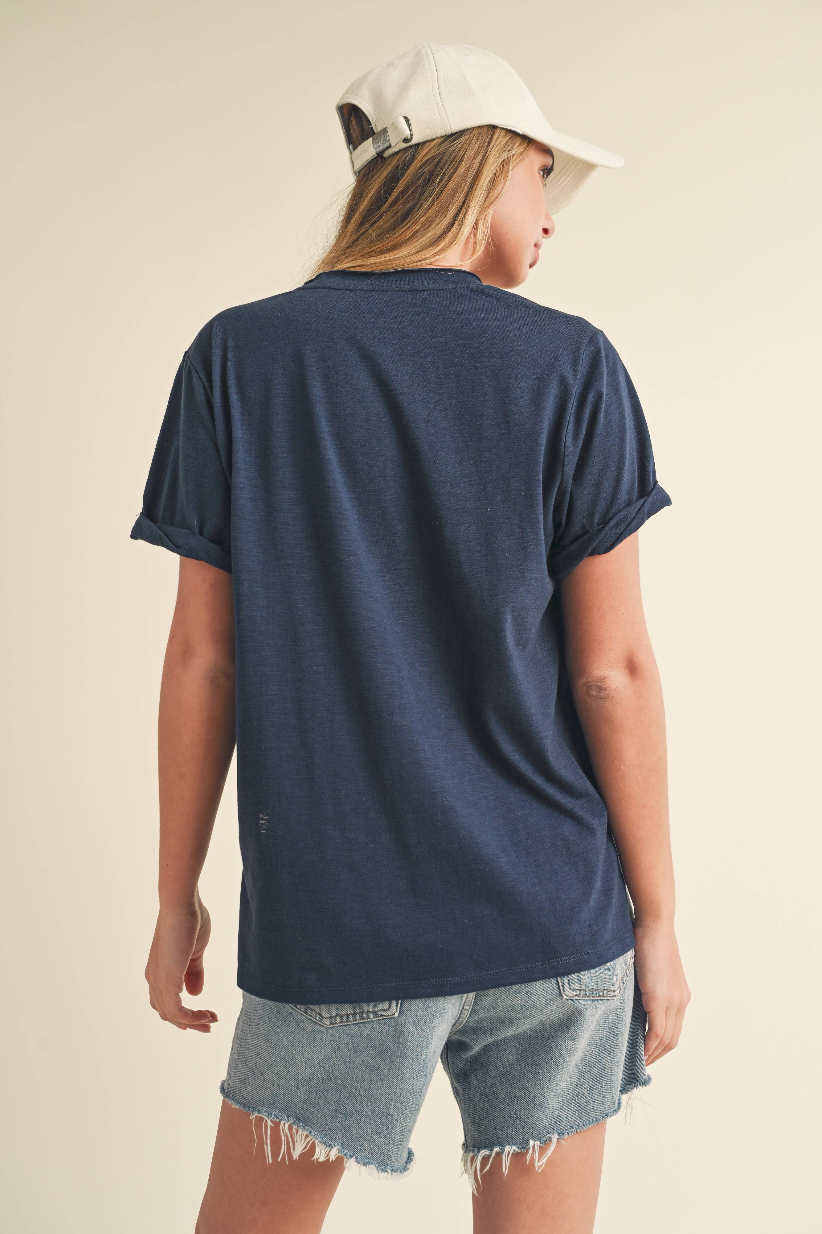 AEMI + CO - Wholesale T-Shirt - Women's - 8286DK Zoie V-Neck Short Sleeve Top 531