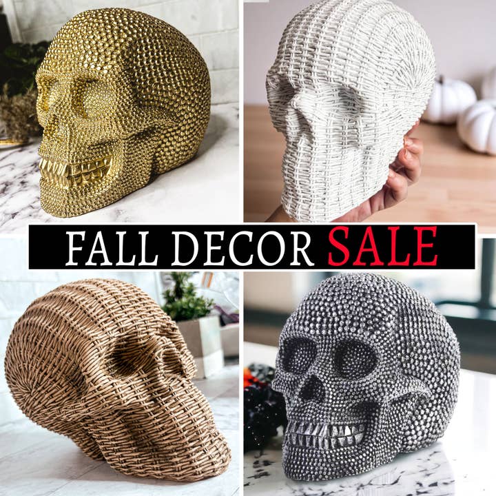 Gia Roma - Wholesale Decorative Tabletop Object - Sale - Gothic Home Decor, Modern Farmhouse Halloween Skulls23