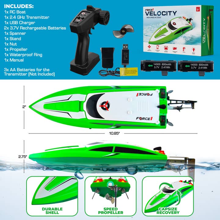 USA Toyz - Wholesale Toy Car/Truck - Kids - Force1 Velocity Underwater Diving RC Boat