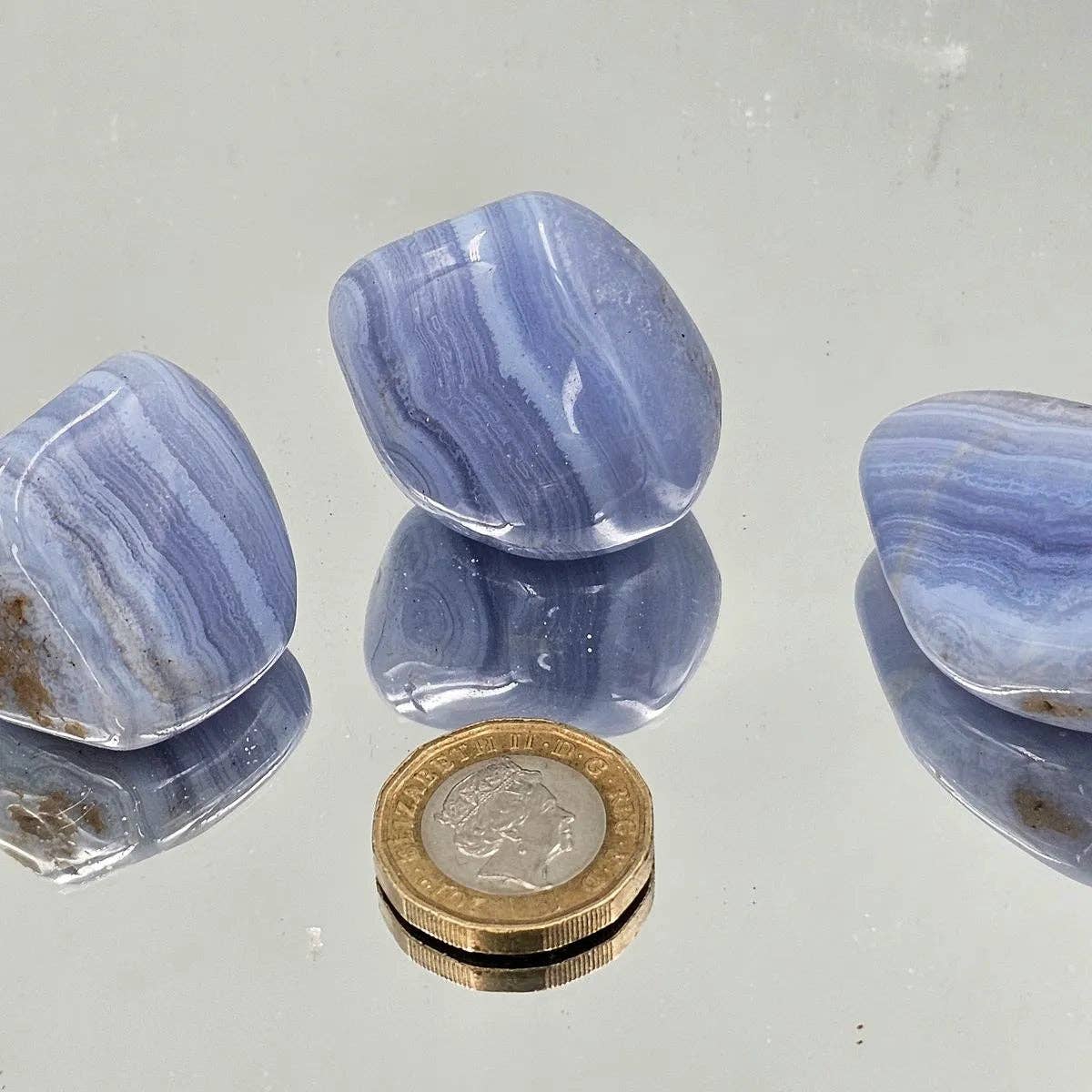 Distinction Crystals – wholesale Spiritual stone/crystal – Blue Lace Agate Crystal Tumblestones 100g Batch1