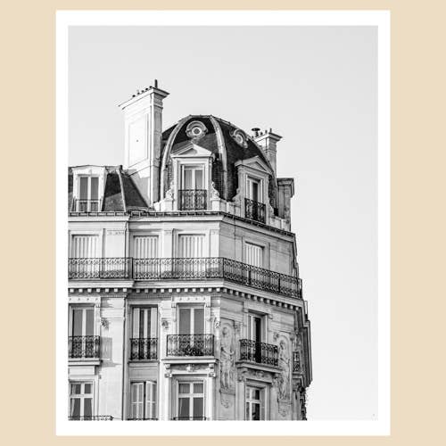 Paris Art Print (11x14): Rooftop Parisiense, Preto e Branco por atacado de Charlotte to Paris
