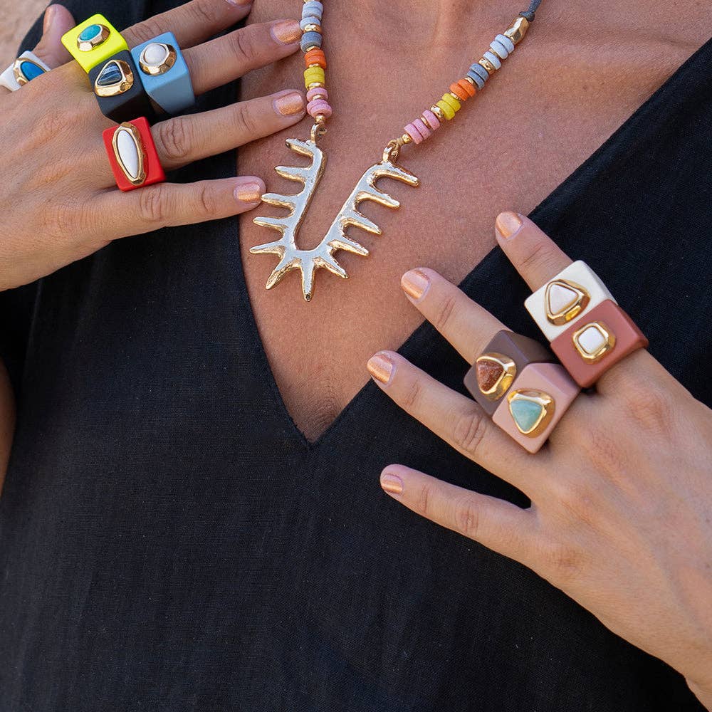 ÉMOLO - Vente Bague de cocktail/de cérémonie - Bague femme couleur mûre quartz rose1