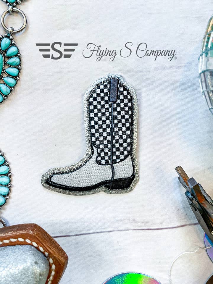 Checkered Boot Patch (Patch ONLY) for wholesale by Flying S Company