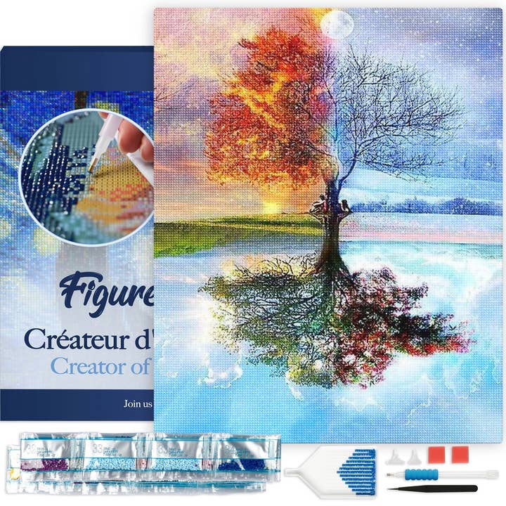 Diamond Painting - 4 Seasons Tree Classic 40x50cm Framed for wholesale by Figured'Art (UK)