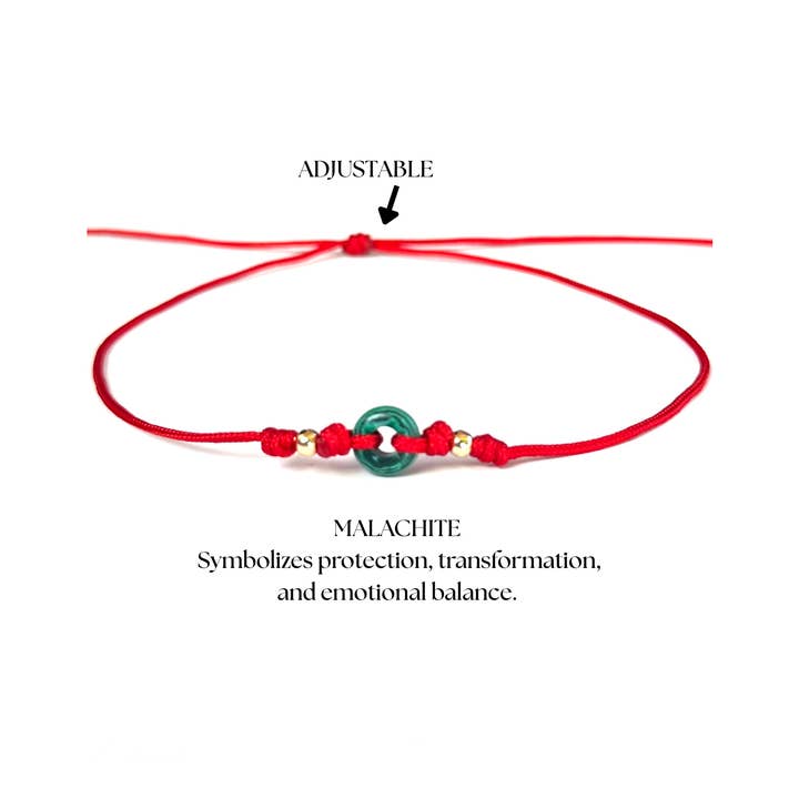 Adjustable Red Cord Choker with Natural Malachite – Minimali for wholesale by ESPACIO CREATIVO