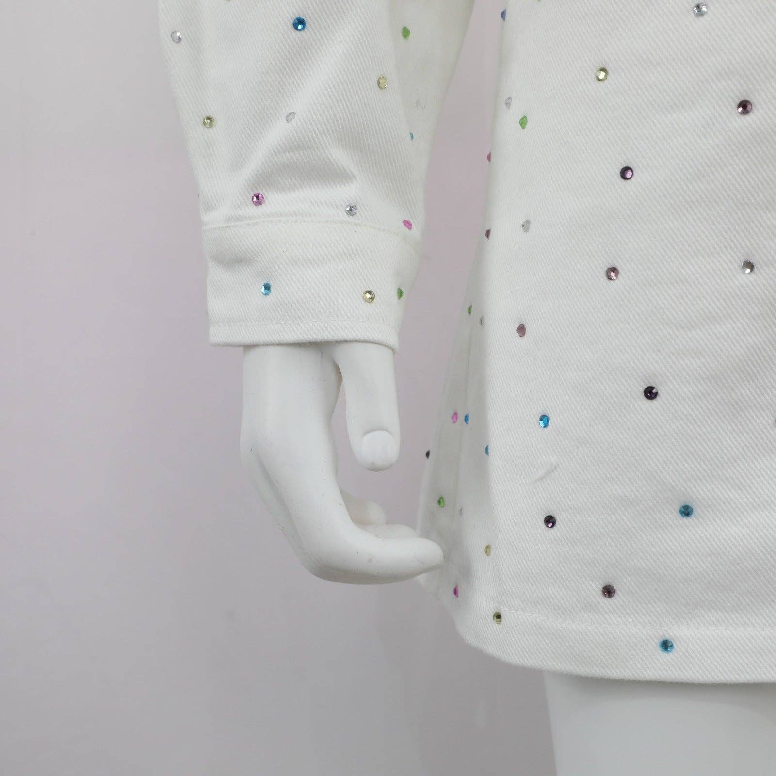 Ellie and Mila - Vente Ensemble haut et jupe – enfant - Ensemble Gemmes en Denim Blanc - Veste et Jupe tendance10