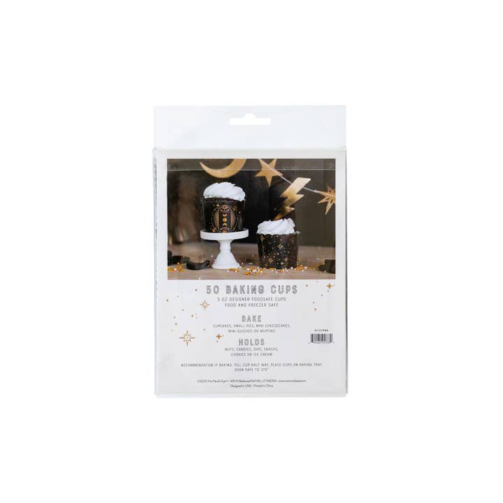 My Mind’s Eye - Wholesale Cupcake/Muffin Liner - Gold Foil Black Magic Cupcake Liners, 50 Cups