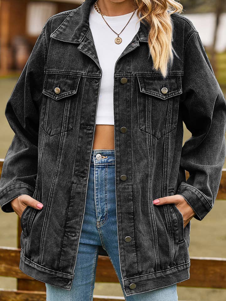 Lily Clothing - Wholesale Denim Jacket - Women's - CWJJ0062_WOMEN OVERSIZED BUTTON UP DANDY DENIM JACKET