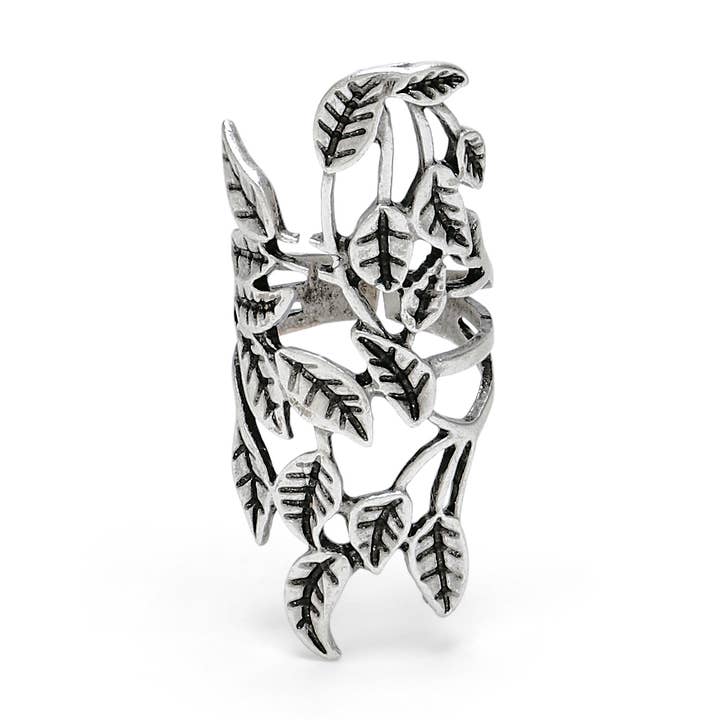 Handgefertigter Messingring versilbert - P4054-17 für den Großhandel von Chanour