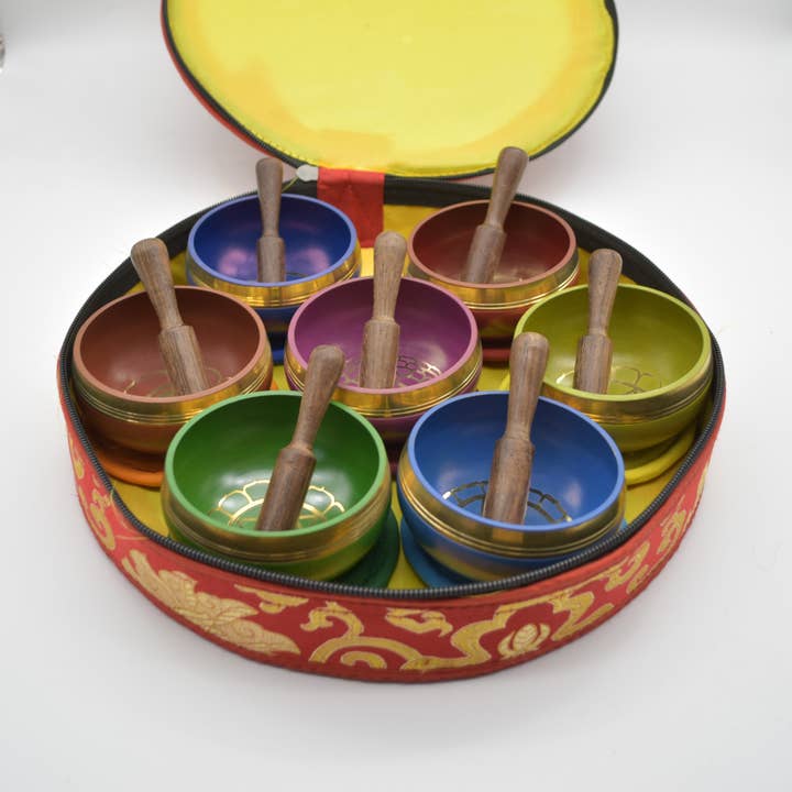 7 Chakra Singing Bowls Meditation Bowls Set for wholesale by Calder Crystals