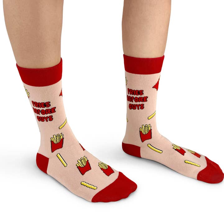Happy Bits Socks - Wholesale Socks - Women's - Fries Before Guys Bamboo Socks| Fries Socks| Pastel PinkĀ 1