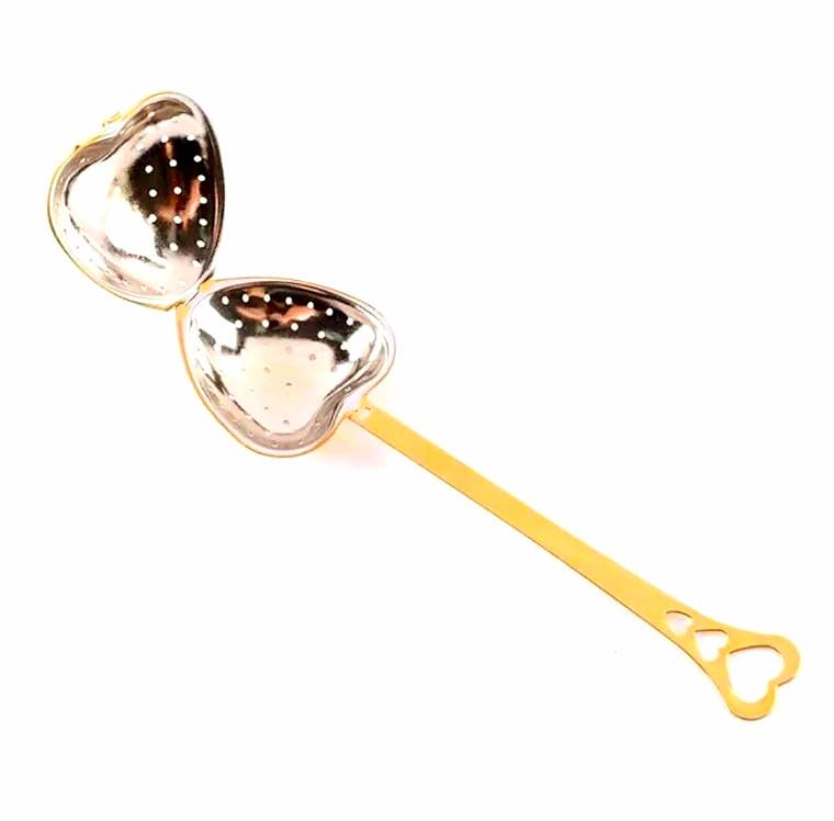 Loveyenergy & Blessings - Wholesale Tea Strainer/Infuser - GOLD Heart Shaped Tea Infuser & Spoon Stainless Steel1
