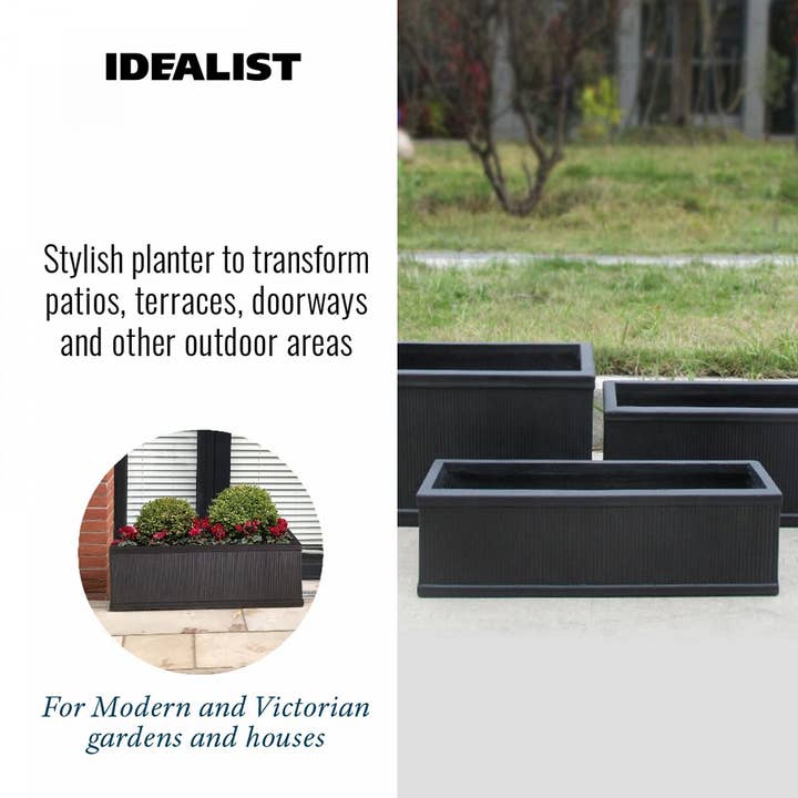 Idealist Lite Fibrestone Planters – wholesale Planter box – IDEALIST Vertical Ribbed Vintage Style Window Box5