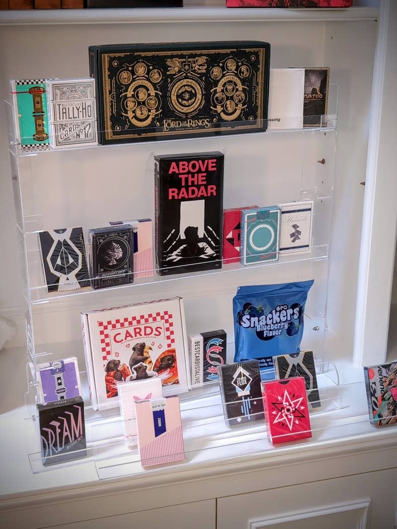 X-Decks - Wholesale Display Case - Cardware 5 Tier Desktop & Wall Mount, 80 Deck Acrylic Playing Card Display Stand5