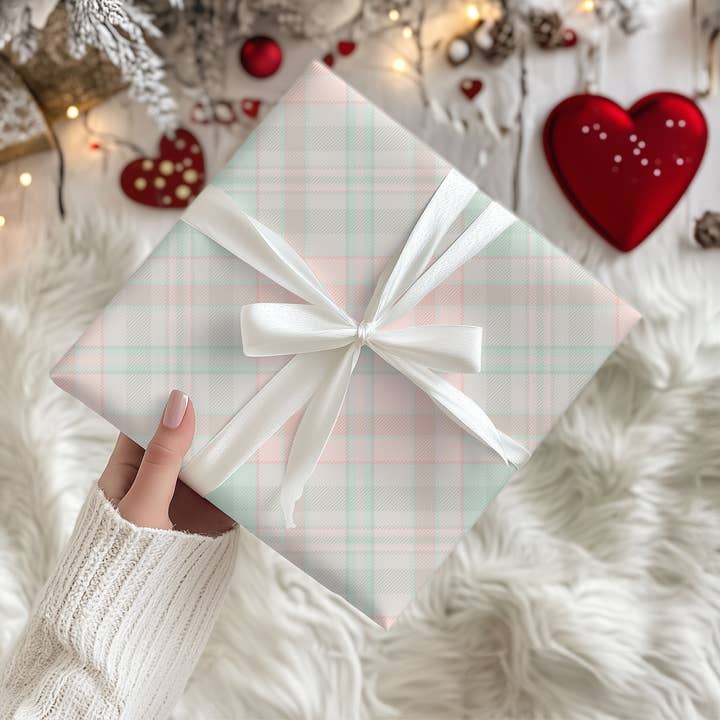 Lokipawz - Wholesale Flat Wrap - Pastel Plaid Parade – Holiday Wrapping Paper8