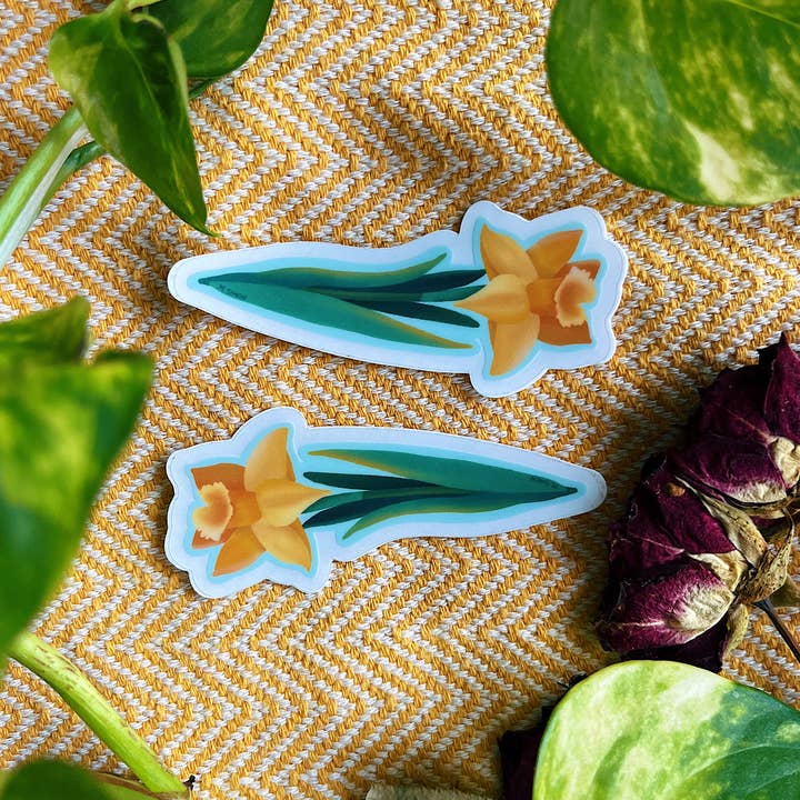 First Daffodil of Spring Clear Vinyl Sticker • DoodleAllDayy for wholesale by Doodlealldayy