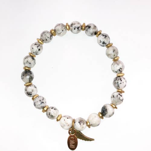 Kiwi Branco Com Espacetes Quadrados Bronze - 8mm por atacado de omibeads