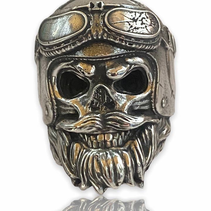 Hi Octane | SilverBotanica - Wholesale Cocktail/Statement Ring - Bearded Biker Skull Ring11