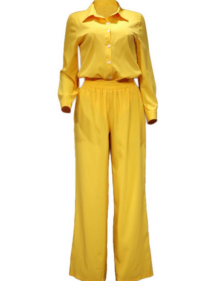 NINEXIS - Wholesale Top & Pant Set (NOT Loungewear) - Women's - CWSTB00527_SOLID COLOR SHIRT AND LOOSE PANTS TWO-PIECE SET6