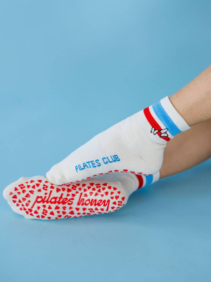 Pilates Honey - Wholesale Socks - Women's - American Butterfly Shorty Crew Grip Sock
