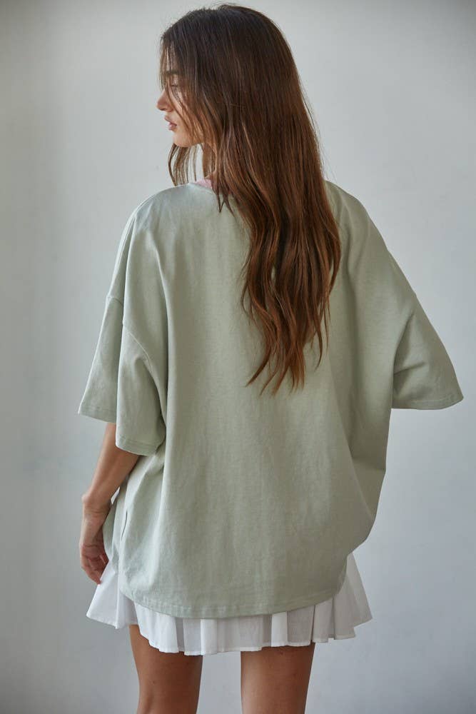 By Together - Wholesale T-Shirt - Women's - L8881 | Knit Cotton Contrast Neck Crew Neck T-Shirt4