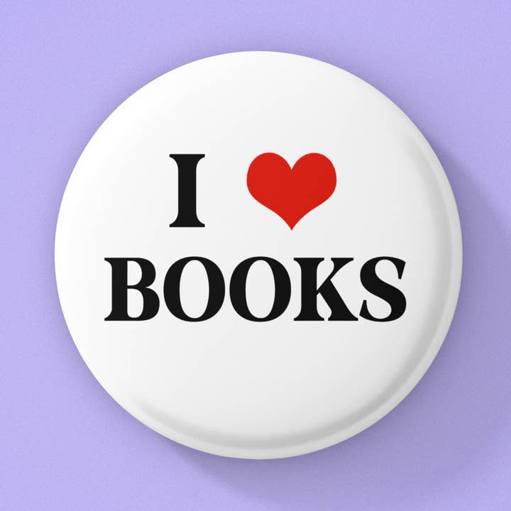 J'aime les livres, bouton Bookish, bouton pour les lecteurs pour la vente par Radical Buttons