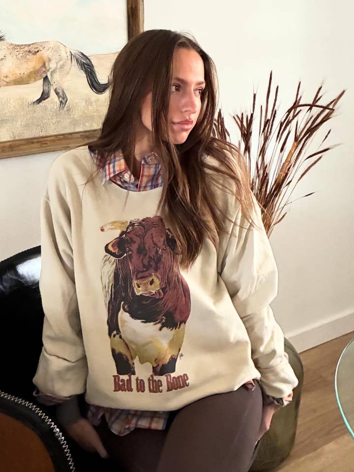 Sweatshirt - Bad to the Bone retro (with text) for wholesale by DOLLY ESTELLE