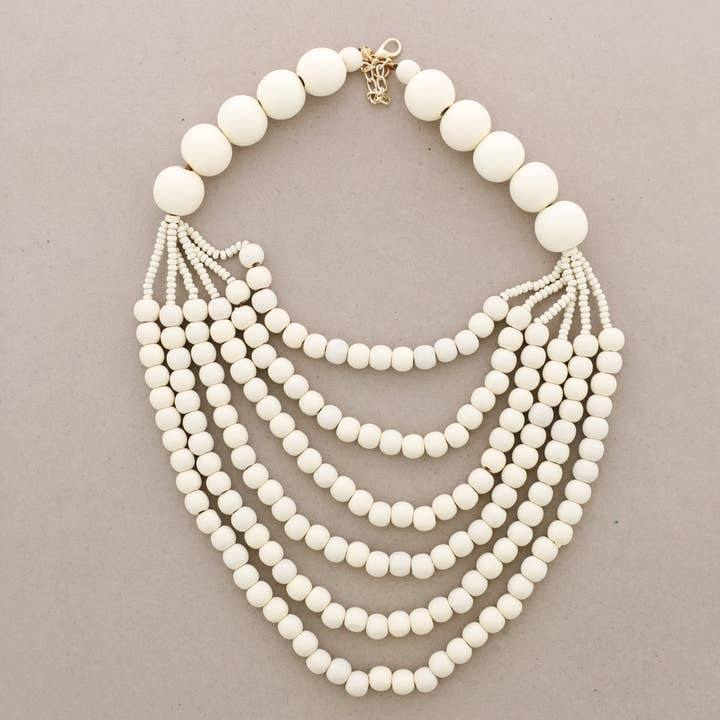 Sonata – wholesale Snap jewellery – Choker 6 Strands Wooden Beads4