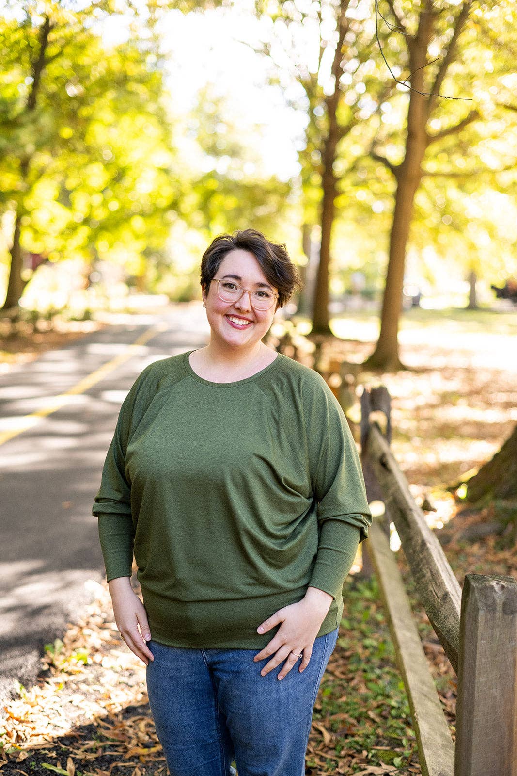 Knieriem Designs - Wholesale Knit Top - Women's - Green Rayon Jersey Long Sleeve Top with Cuffs4