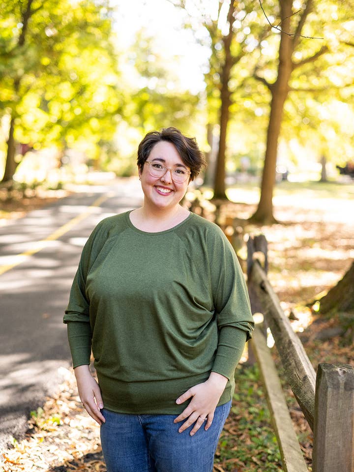 Knieriem Designs - Wholesale Knit Top - Women's - Green Rayon Jersey Long Sleeve Top with Cuffs4